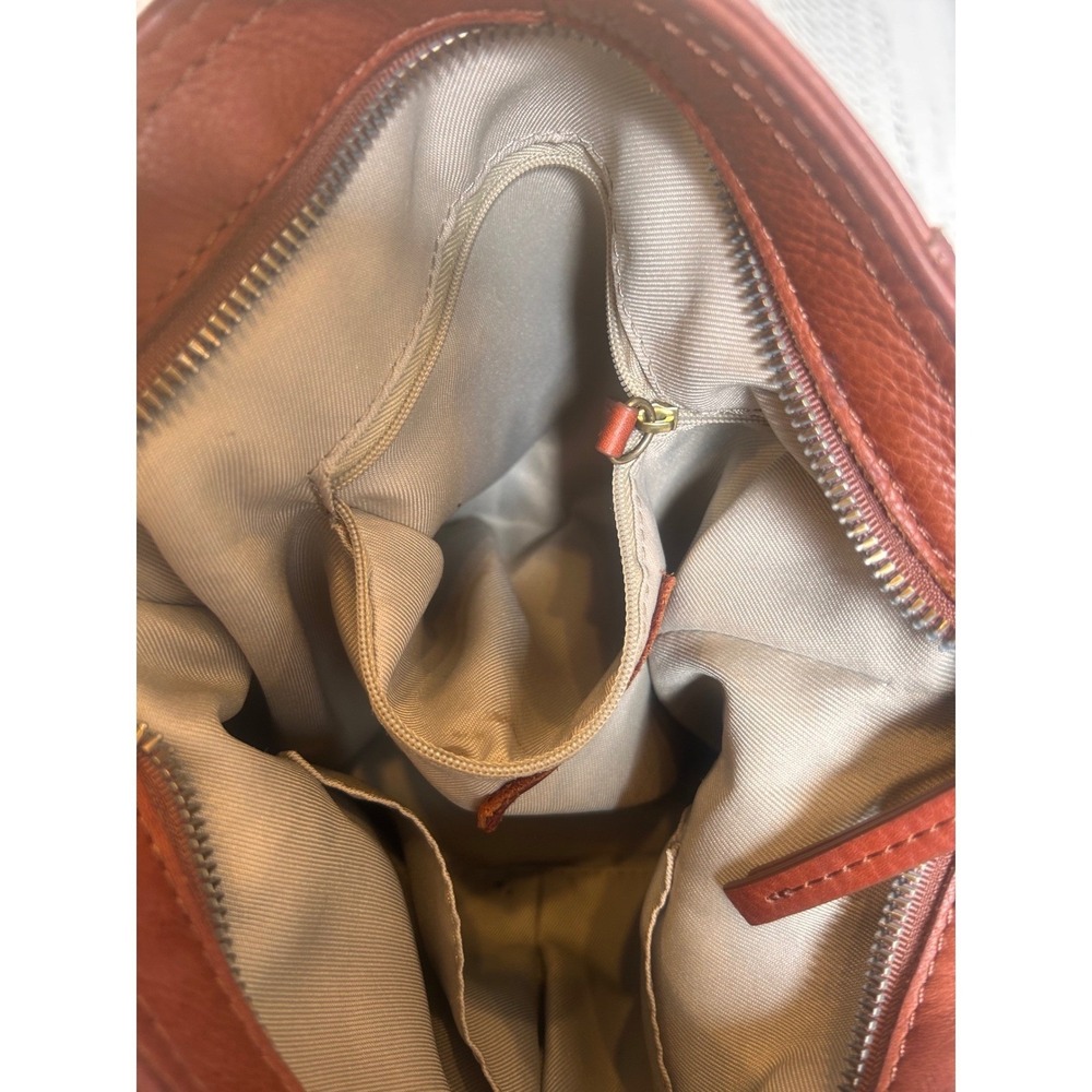 American Leather Co Brandy Brown Pebbled Leather Hobo Crossbody Bag Large - Picture 12 of 12